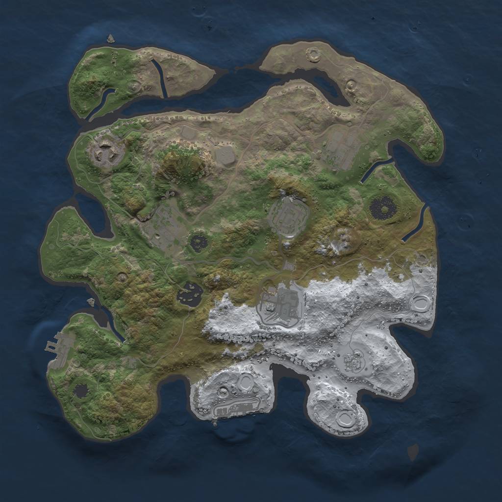 Rust Map: Procedural Map, Size: 3000, Seed: 861084091, 14 Monuments