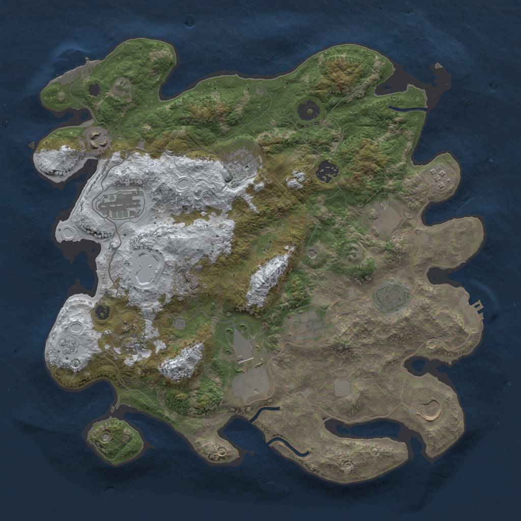 Rust Map: Procedural Map, Size: 3700, Seed: 214395954, 20 Monuments