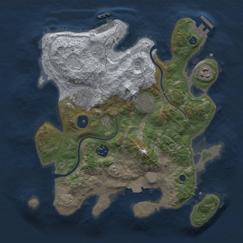 Rust Map: Procedural Map, Size: 3000, Seed: 15928, 10 Monuments