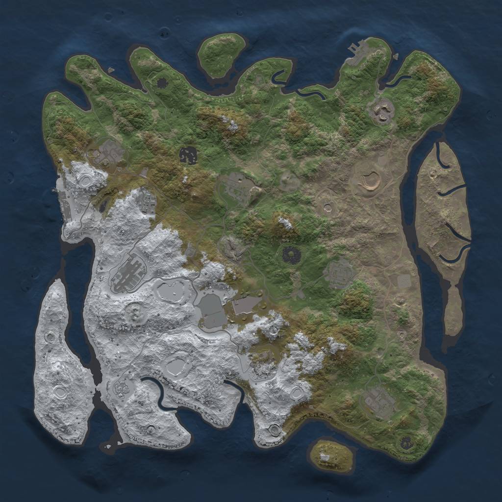 Rust Map: Procedural Map, Size: 3953, Seed: 406170542, 20 Monuments