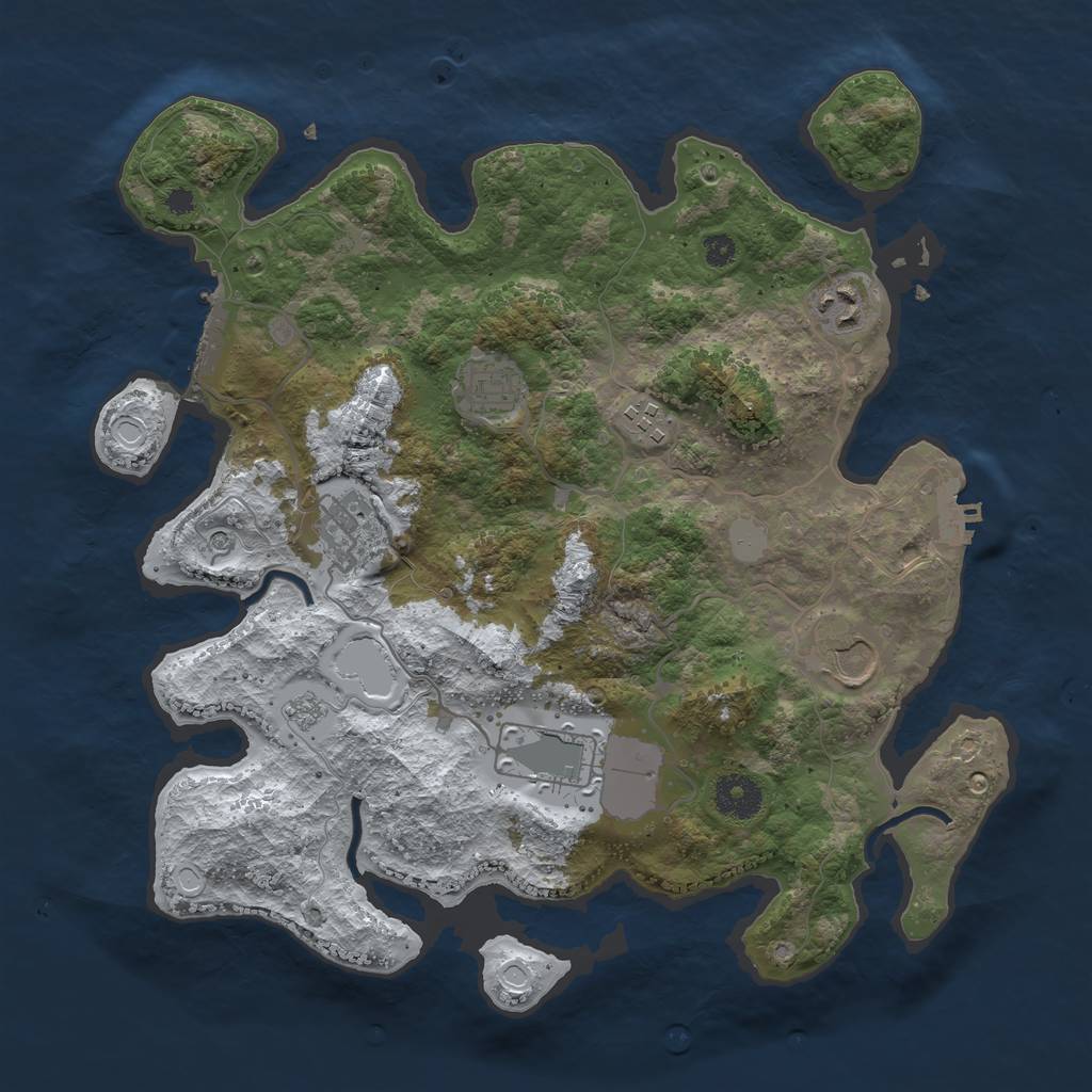 Rust Map: Procedural Map, Size: 3500, Seed: 1423652389, 15 Monuments