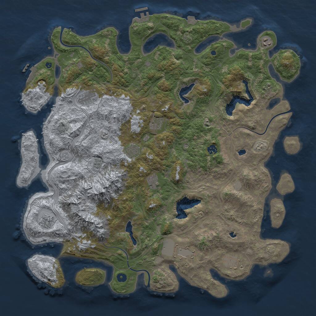 Rust Map: Procedural Map, Size: 5000, Seed: 66, 16 Monuments