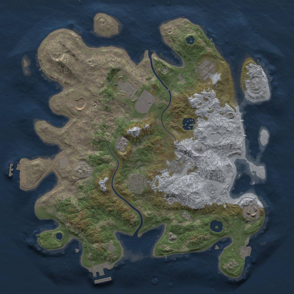 Rust Map: Procedural Map, Size: 3500, Seed: 103552552, 14 Monuments