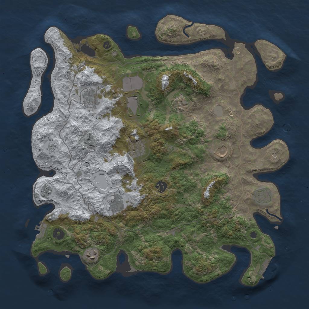 Rust Map: Procedural Map, Size: 4000, Seed: 876245193, 19 Monuments