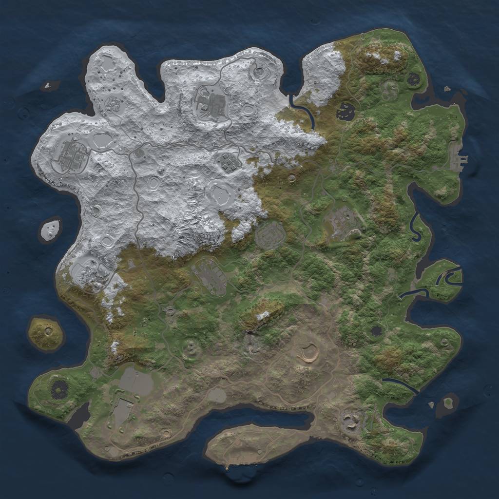 Rust Map: Procedural Map, Size: 4000, Seed: 884105354, 20 Monuments