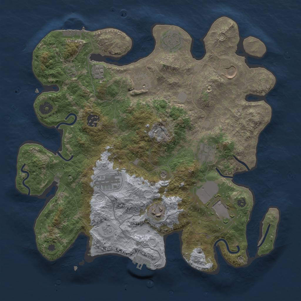 Rust Map: Procedural Map, Size: 3500, Seed: 185484994, 18 Monuments