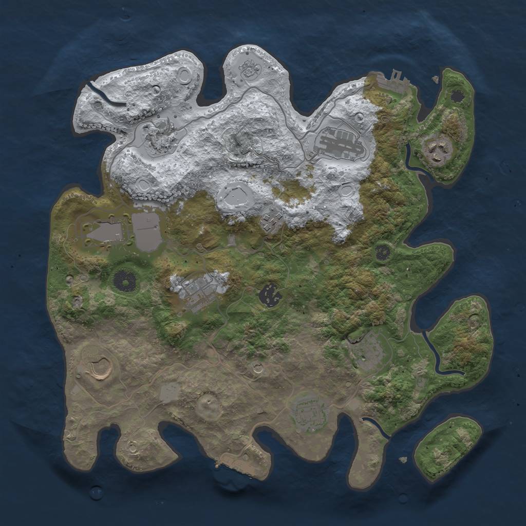 Rust Map: Procedural Map, Size: 3500, Seed: 1001662383, 19 Monuments