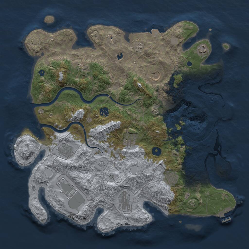 Rust Map: Procedural Map, Size: 4000, Seed: 1336104770, 16 Monuments