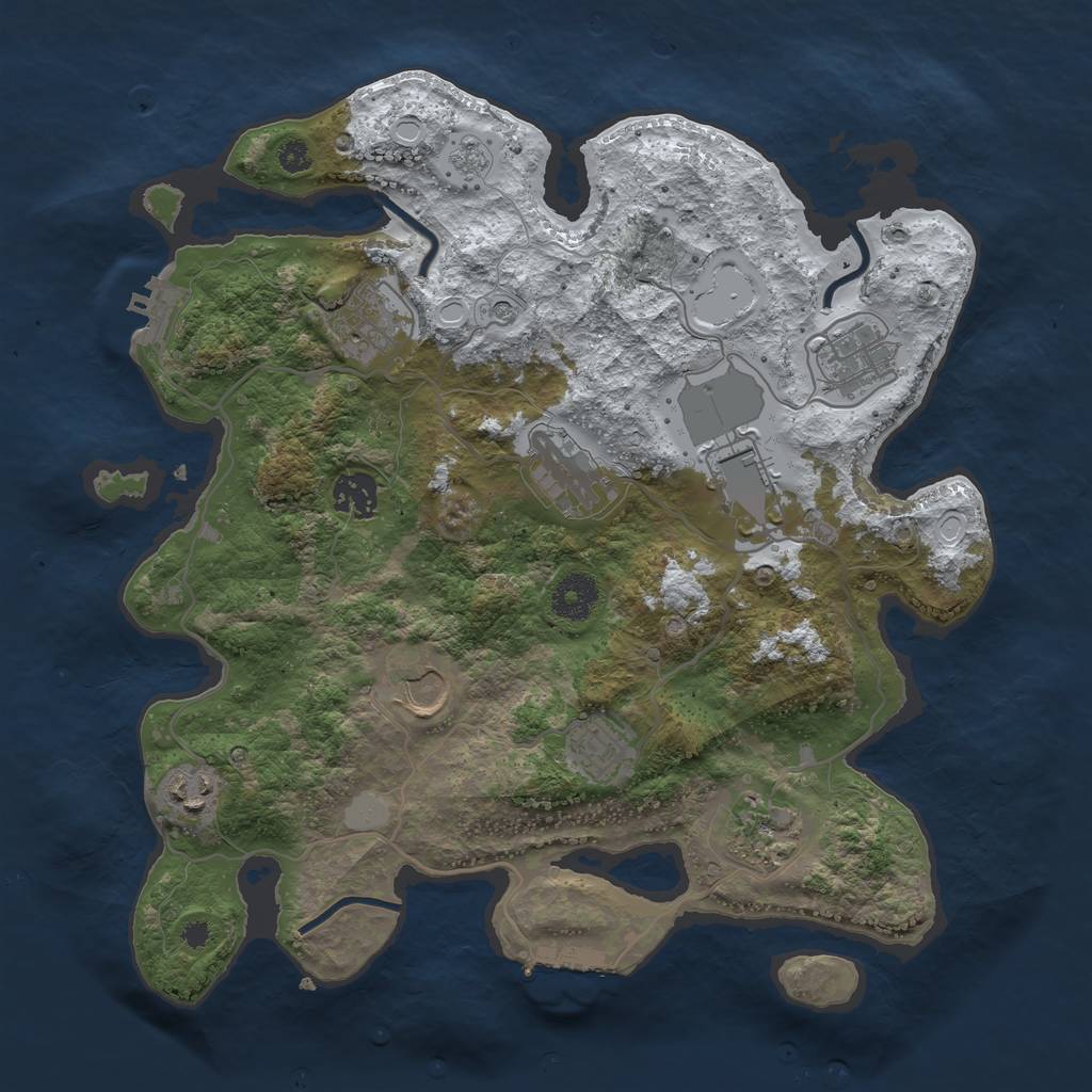 Rust Map: Procedural Map, Size: 3500, Seed: 6733, 18 Monuments