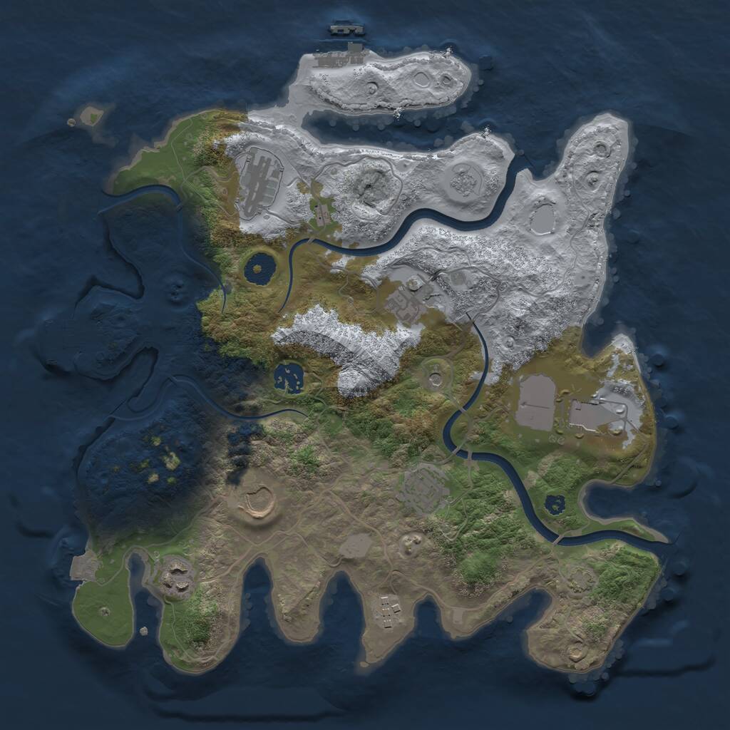 Rust Map: Procedural Map, Size: 3500, Seed: 23832, 14 Monuments