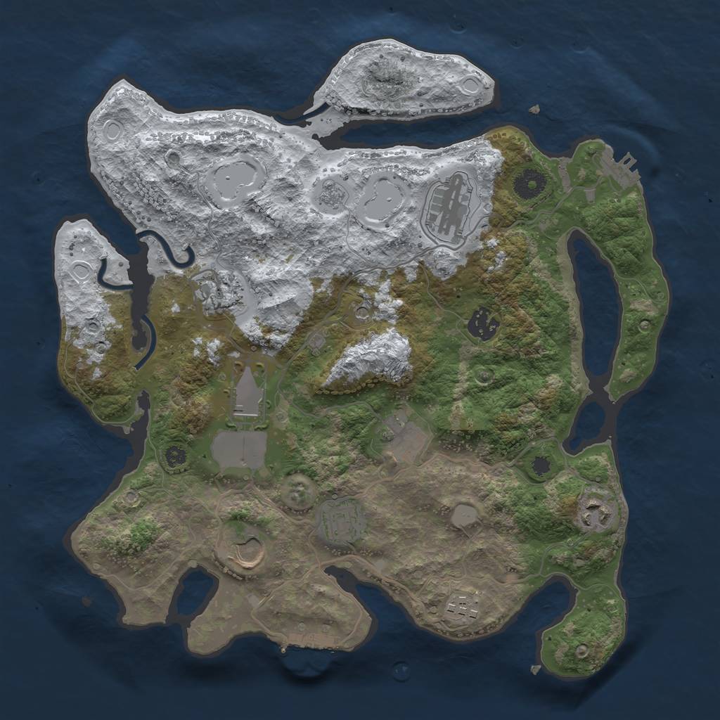 Rust Map: Procedural Map, Size: 3500, Seed: 134658, 18 Monuments
