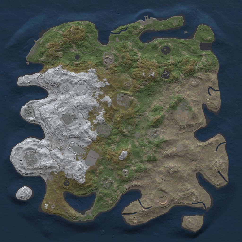 Rust Map: Procedural Map, Size: 4050, Seed: 207216642, 20 Monuments