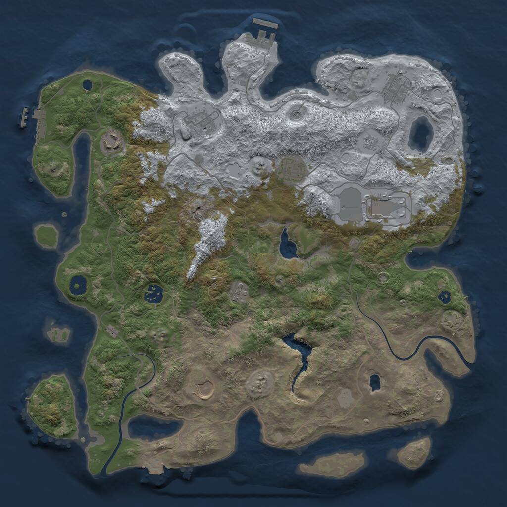 Rust Map: Procedural Map, Size: 4000, Seed: 429386, 14 Monuments
