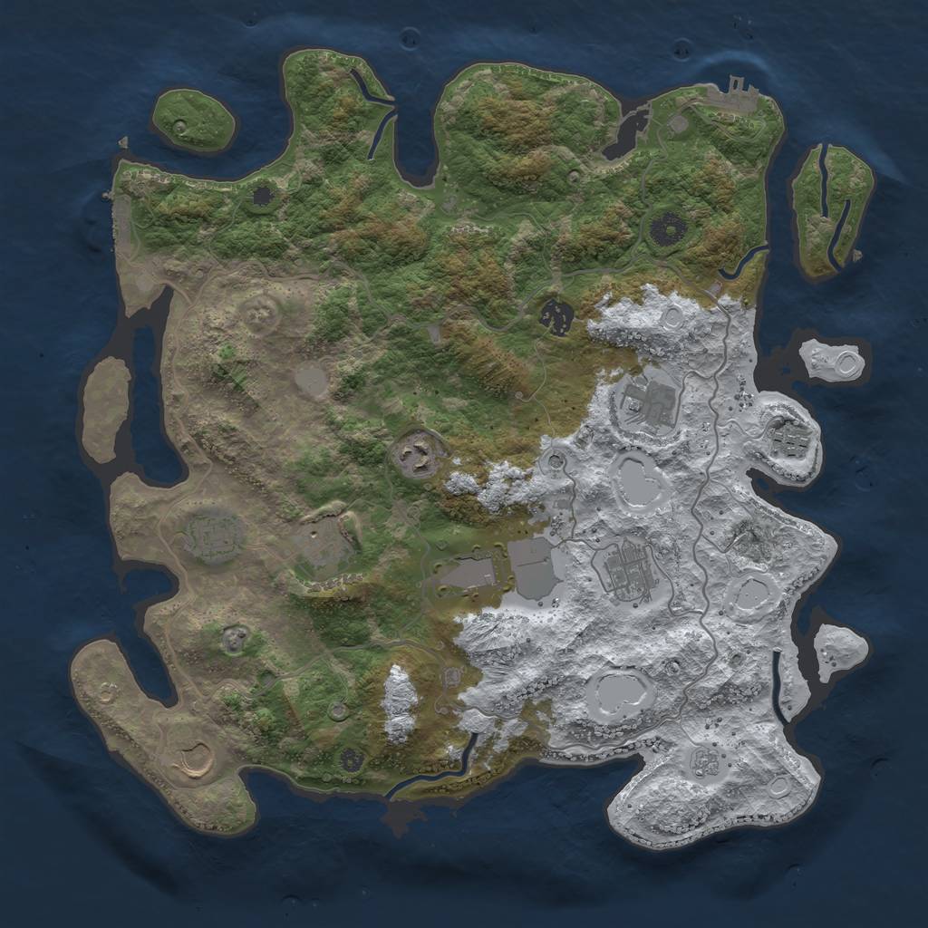 Rust Map: Procedural Map, Size: 4000, Seed: 66429781, 18 Monuments