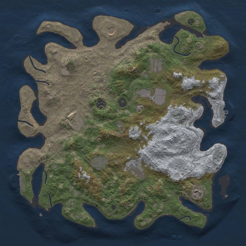 Rust Map: Procedural Map, Size: 4000, Seed: 64123, 19 Monuments