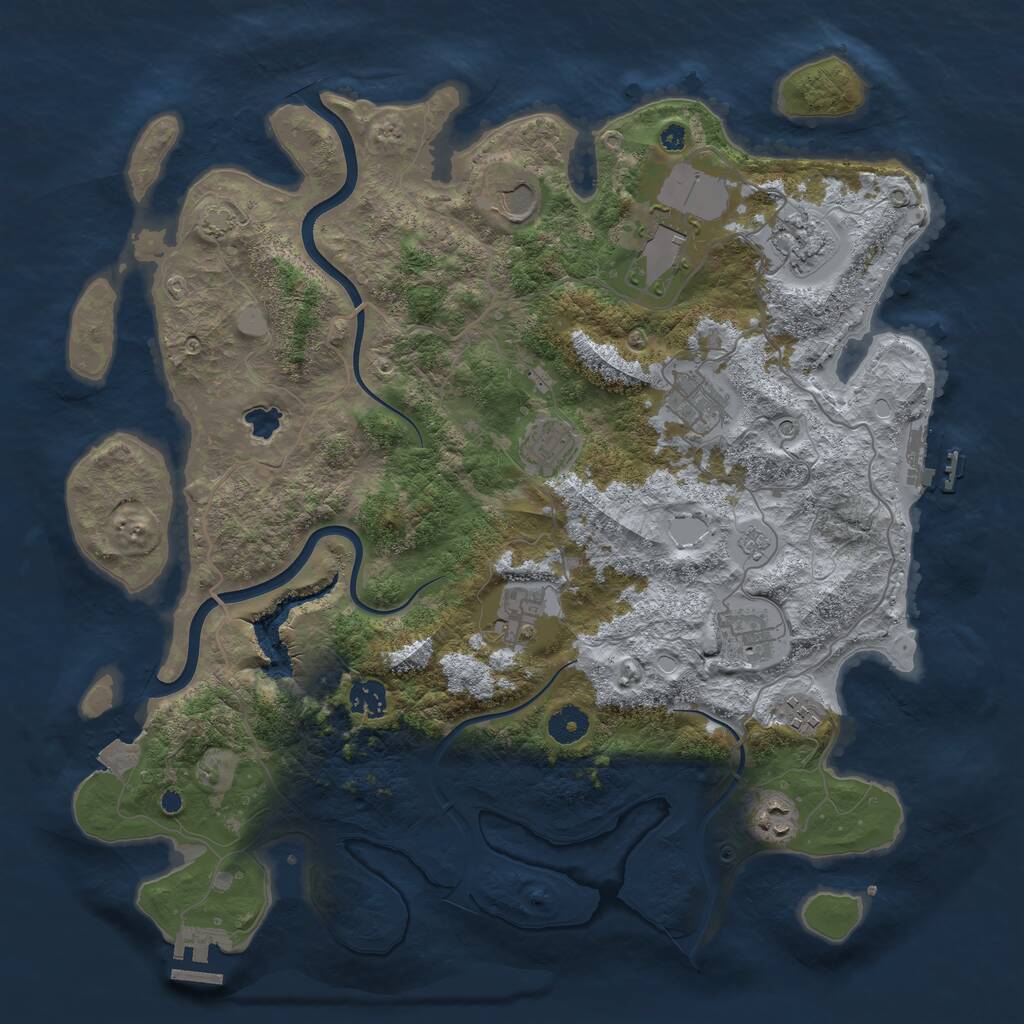 Rust Map: Procedural Map, Size: 4000, Seed: 31415, 16 Monuments