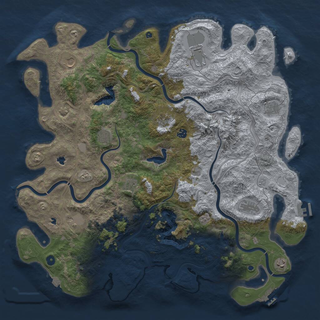 Rust Map: Procedural Map, Size: 5000, Seed: 499, 17 Monuments