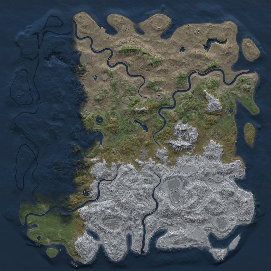 Rust Map: Procedural Map, Size: 6000, Seed: 41166110, 17 Monuments