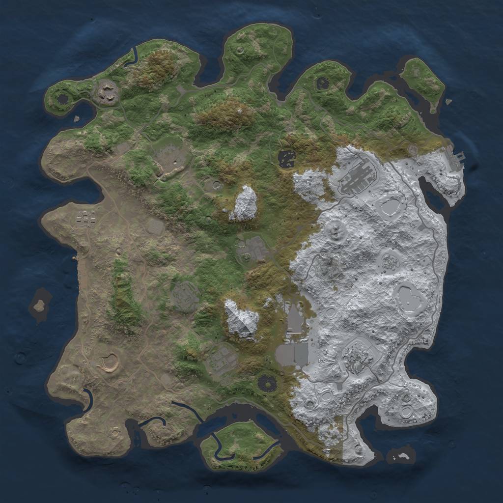 Rust Map: Procedural Map, Size: 4000, Seed: 72248269, 20 Monuments