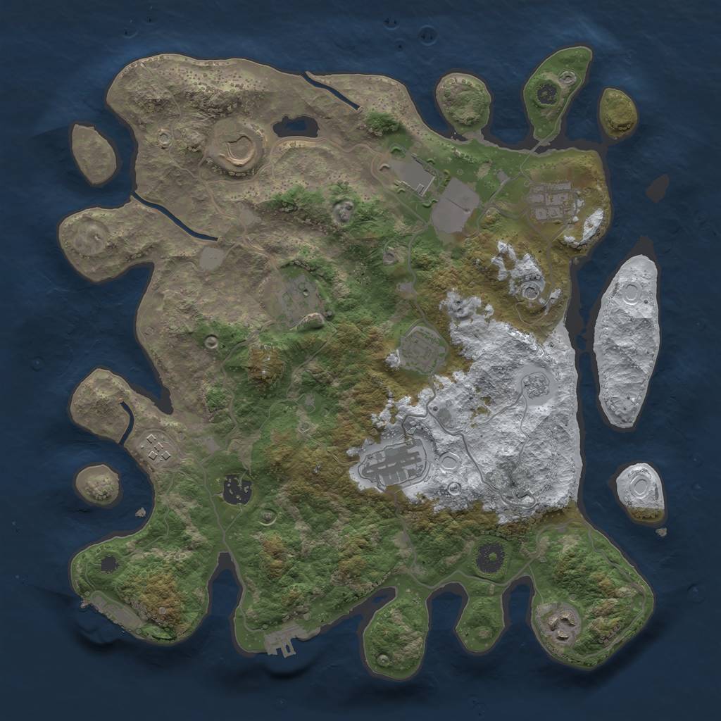 Rust Map: Procedural Map, Size: 3600, Seed: 1279999896, 18 Monuments