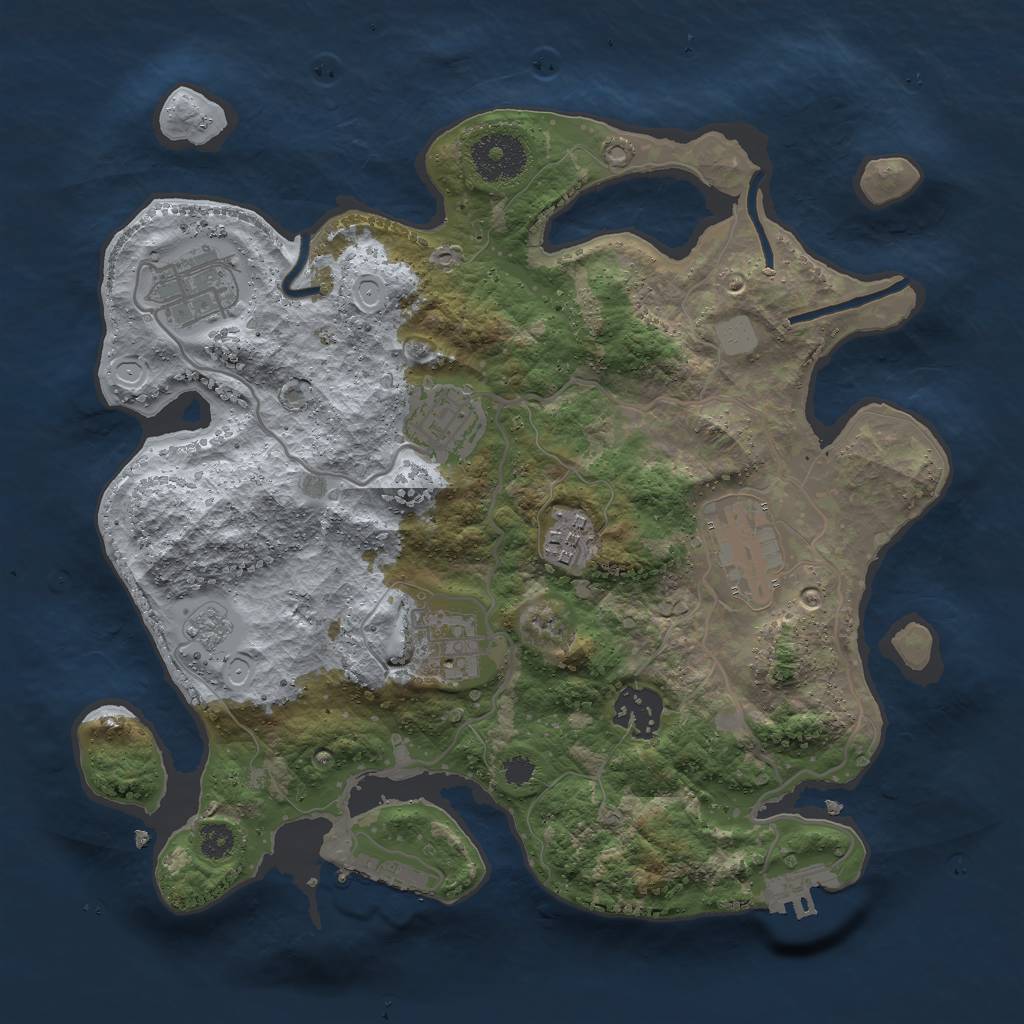 Rust Map: Procedural Map, Size: 3000, Seed: 856415, 14 Monuments