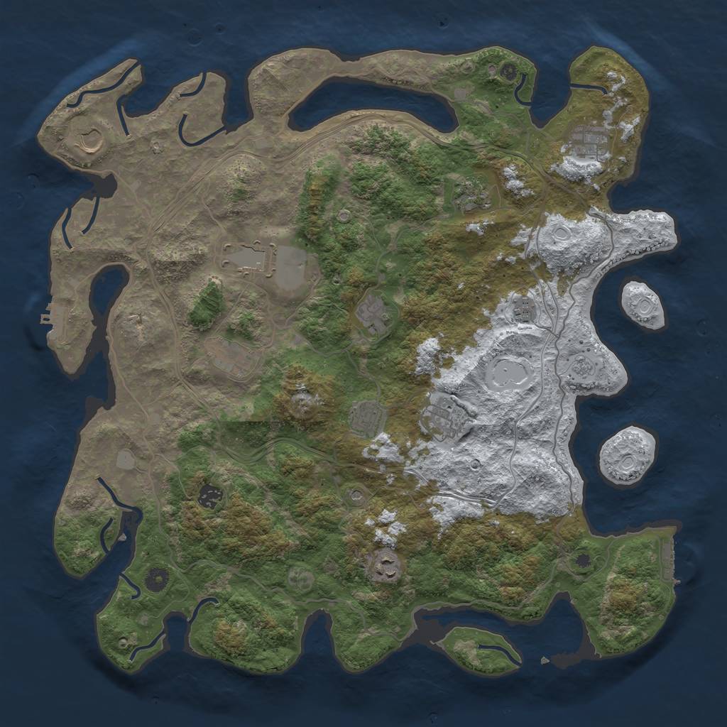 Rust Map: Procedural Map, Size: 4500, Seed: 1290206264, 20 Monuments