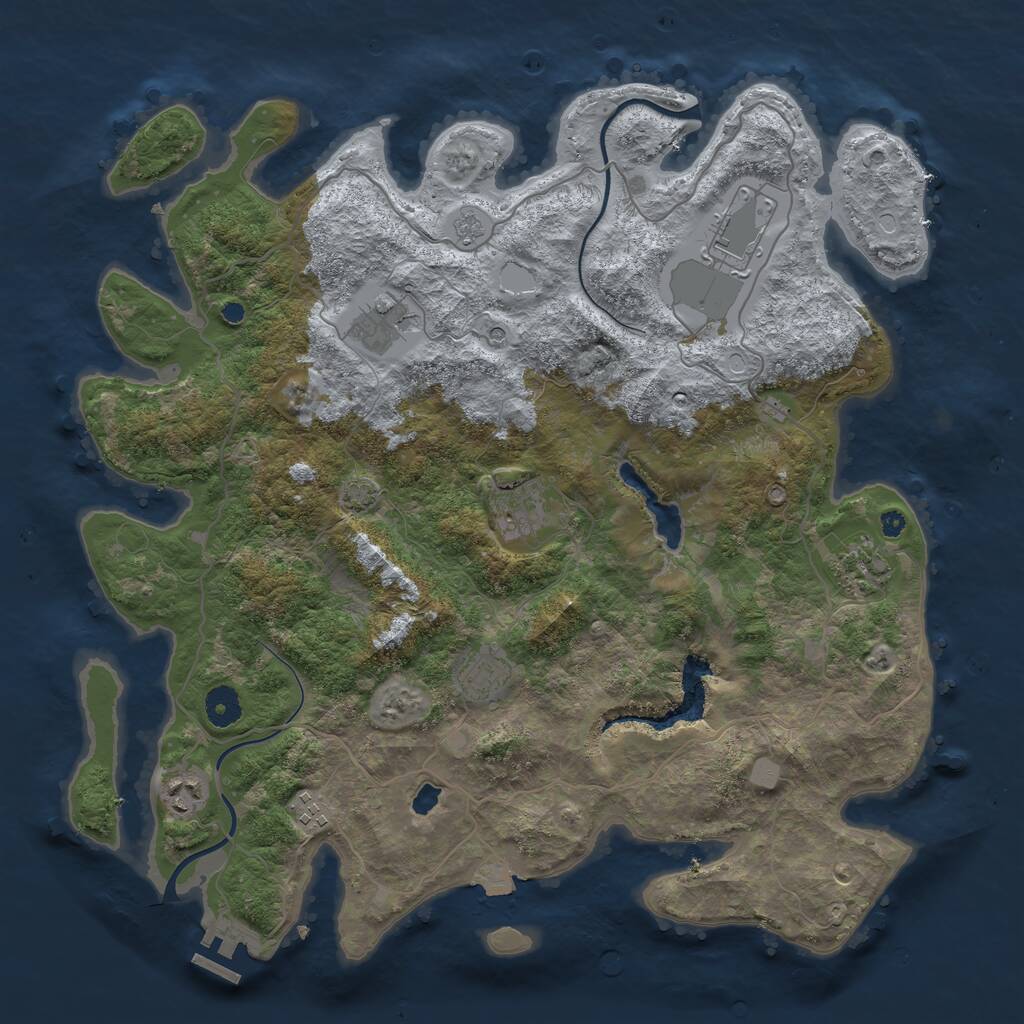 Rust Map: Procedural Map, Size: 4000, Seed: 1103204425, 12 Monuments
