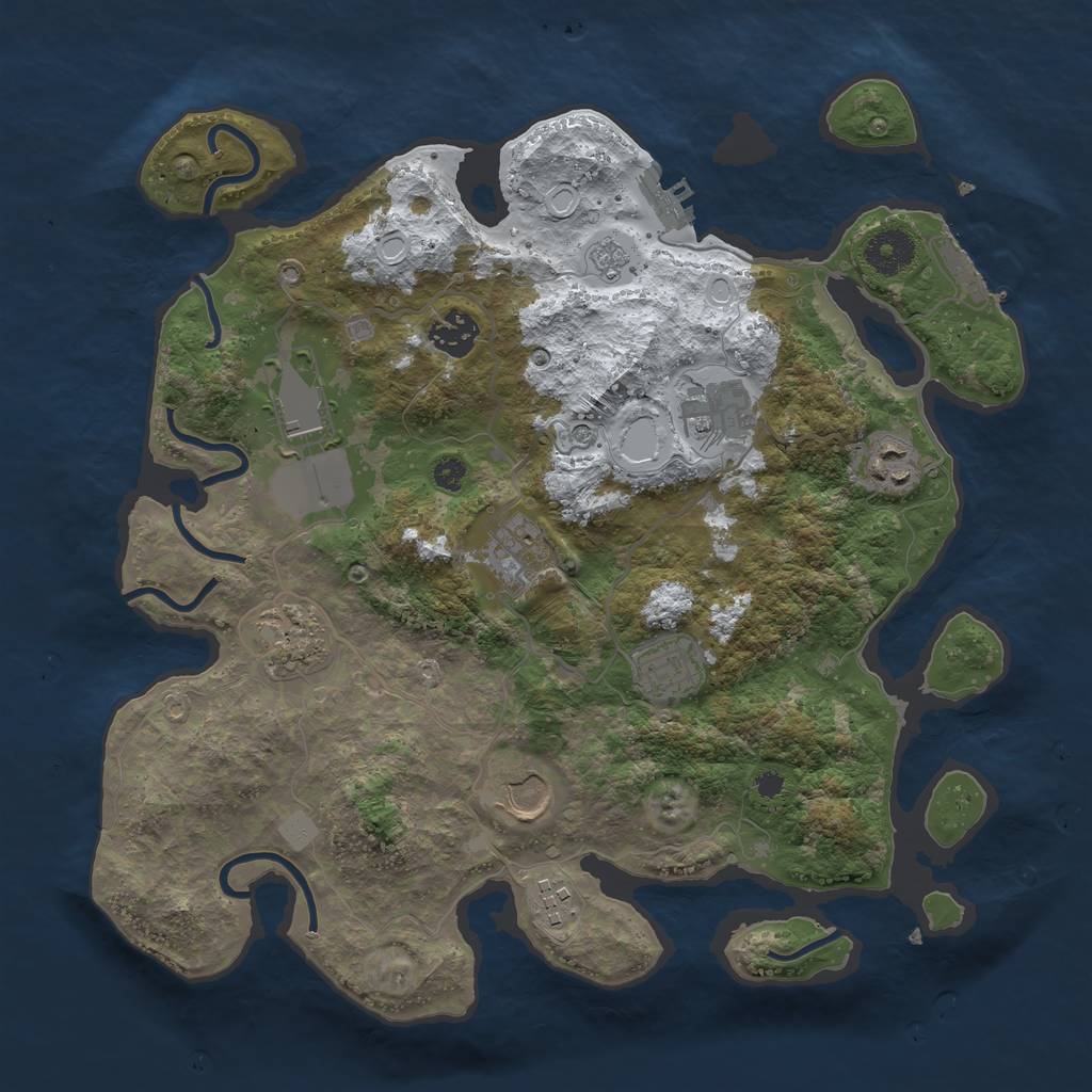 Rust Map: Procedural Map, Size: 3500, Seed: 11019, 18 Monuments