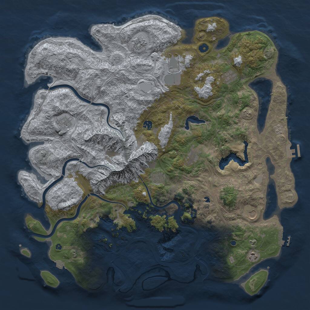 Rust Map: Procedural Map, Size: 5000, Seed: 142424, 16 Monuments