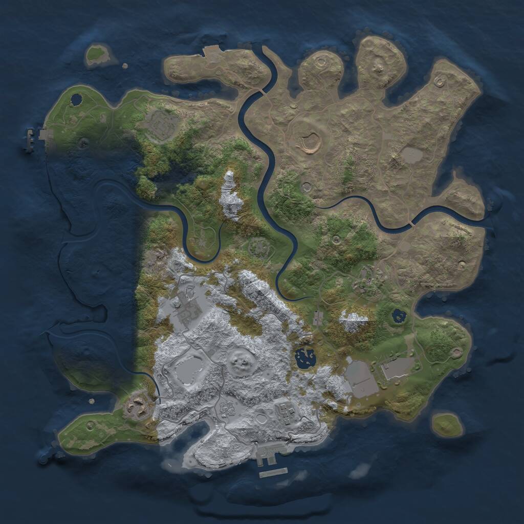 Rust Map: Procedural Map, Size: 3700, Seed: 1342, 14 Monuments