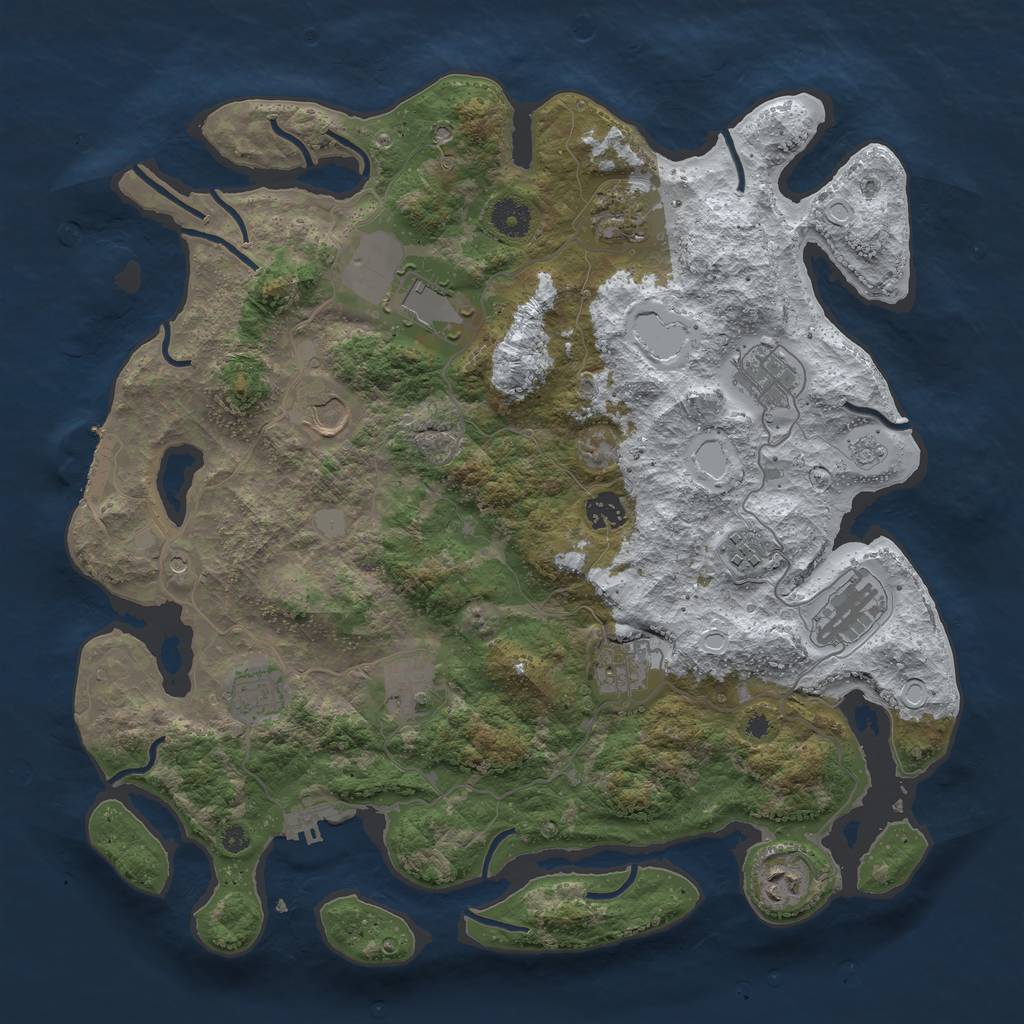 Rust Map: Procedural Map, Size: 3950, Seed: 172654691, 20 Monuments