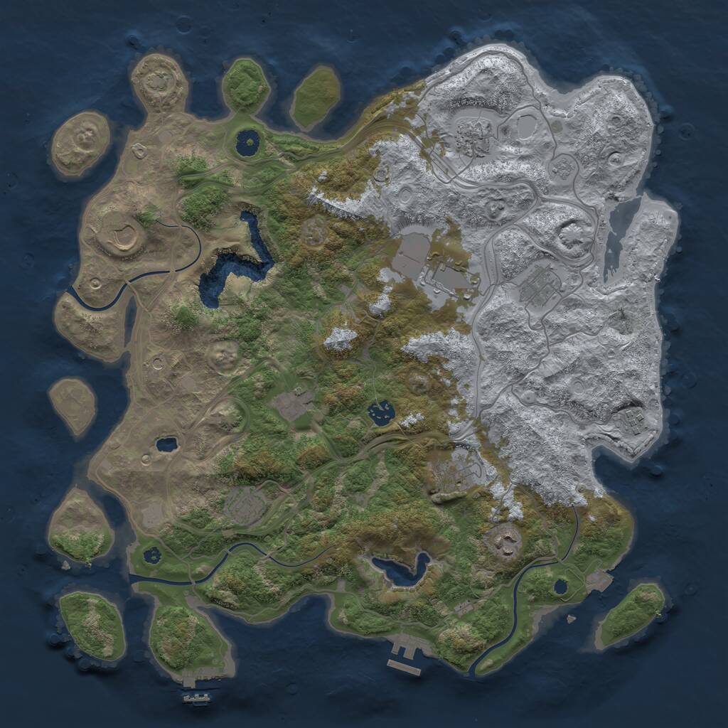 Rust Map: Procedural Map, Size: 4300, Seed: 1023710, 16 Monuments