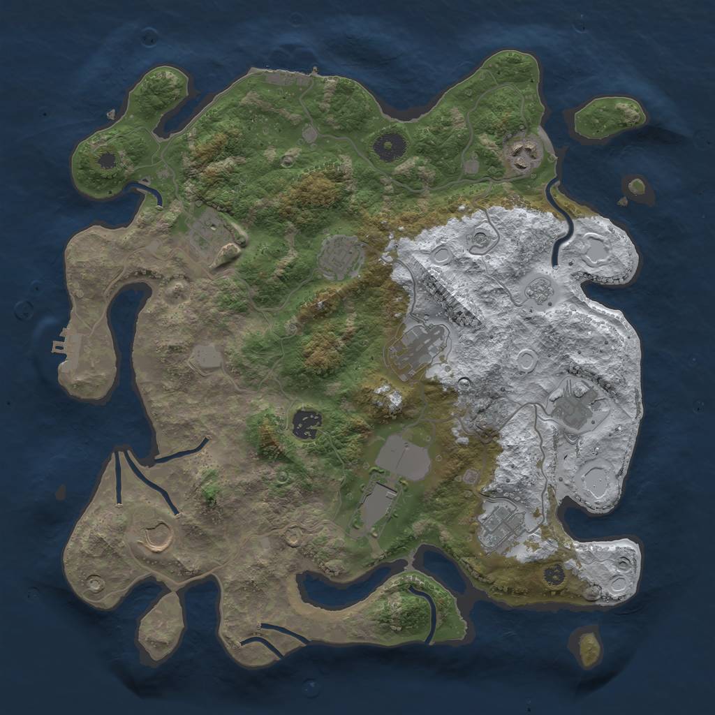 Rust Map: Procedural Map, Size: 3600, Seed: 51517, 18 Monuments