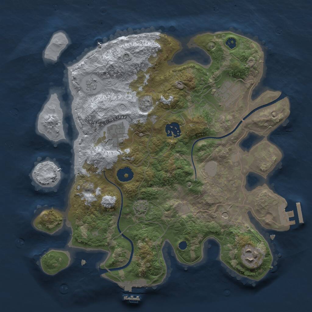Rust Map: Procedural Map, Size: 3000, Seed: 12467, 10 Monuments