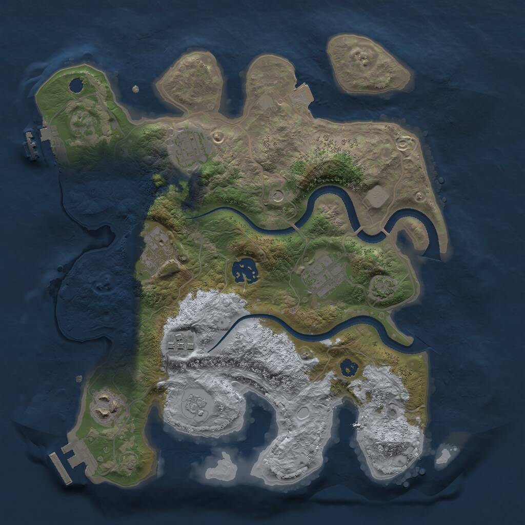 Rust Map: Procedural Map, Size: 3000, Seed: 41541, 12 Monuments