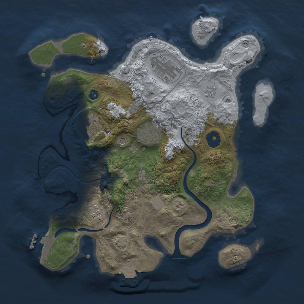 Rust Map: Procedural Map, Size: 3000, Seed: 22672, 9 Monuments