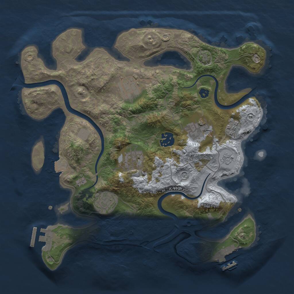 Rust Map: Procedural Map, Size: 3000, Seed: 1215, 12 Monuments