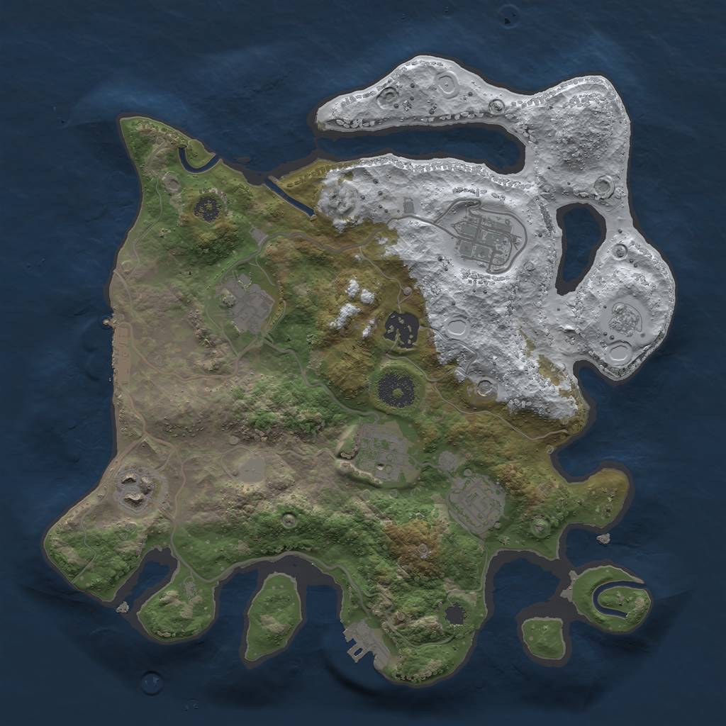 Rust Map: Procedural Map, Size: 3000, Seed: 1659043073, 15 Monuments