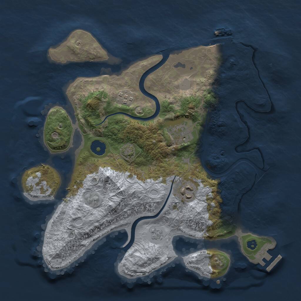 Rust Map: Procedural Map, Size: 3000, Seed: 1496793425, 8 Monuments