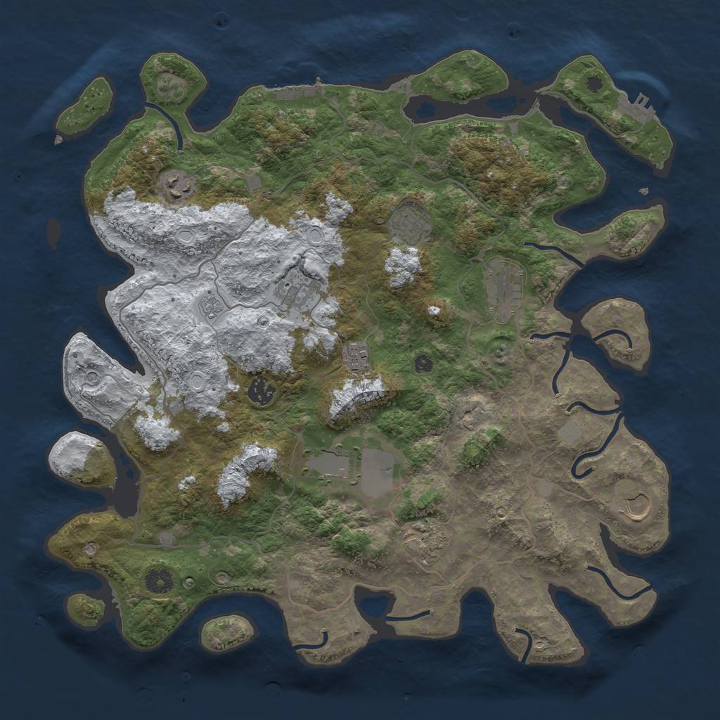 Rust Map: Procedural Map, Size: 4000, Seed: 4157, 18 Monuments