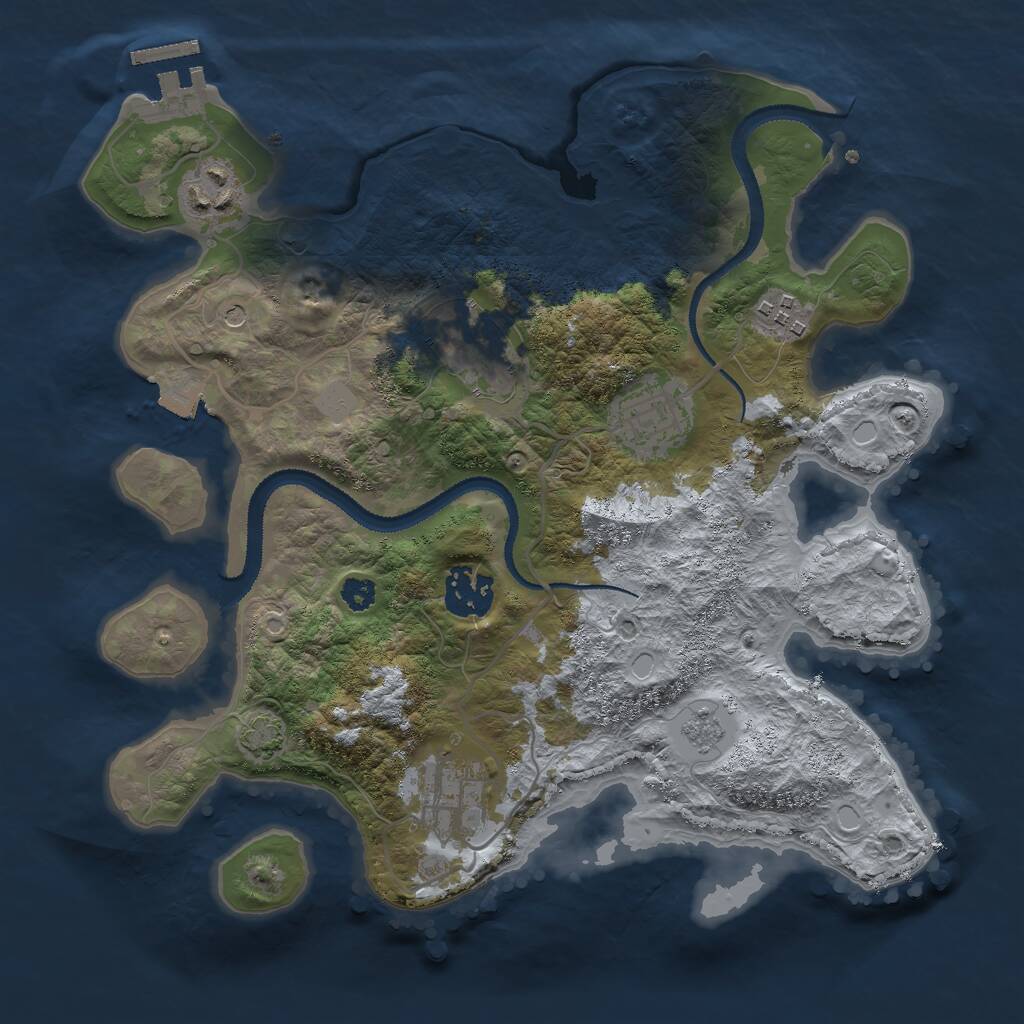 Rust Map: Procedural Map, Size: 3000, Seed: 32693, 11 Monuments