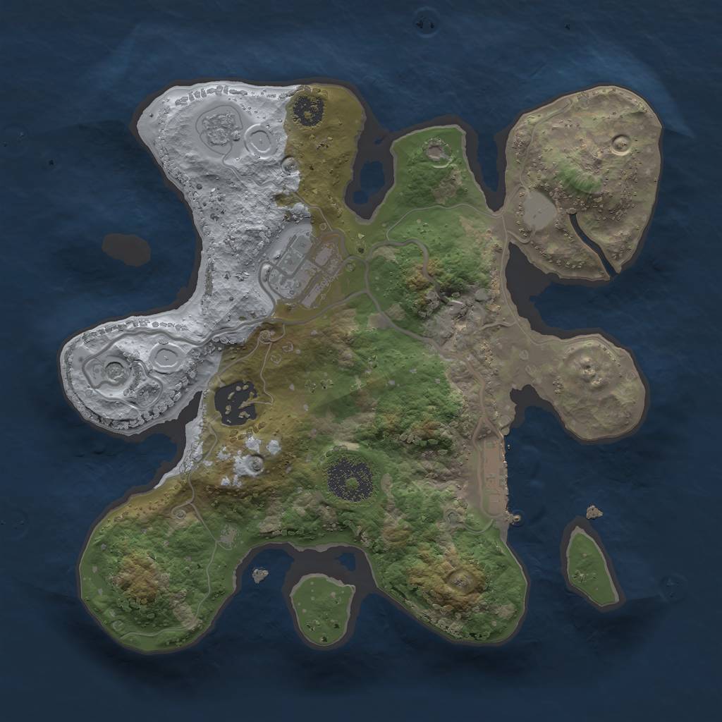 Rust Map: Procedural Map, Size: 2400, Seed: 8008, 8 Monuments