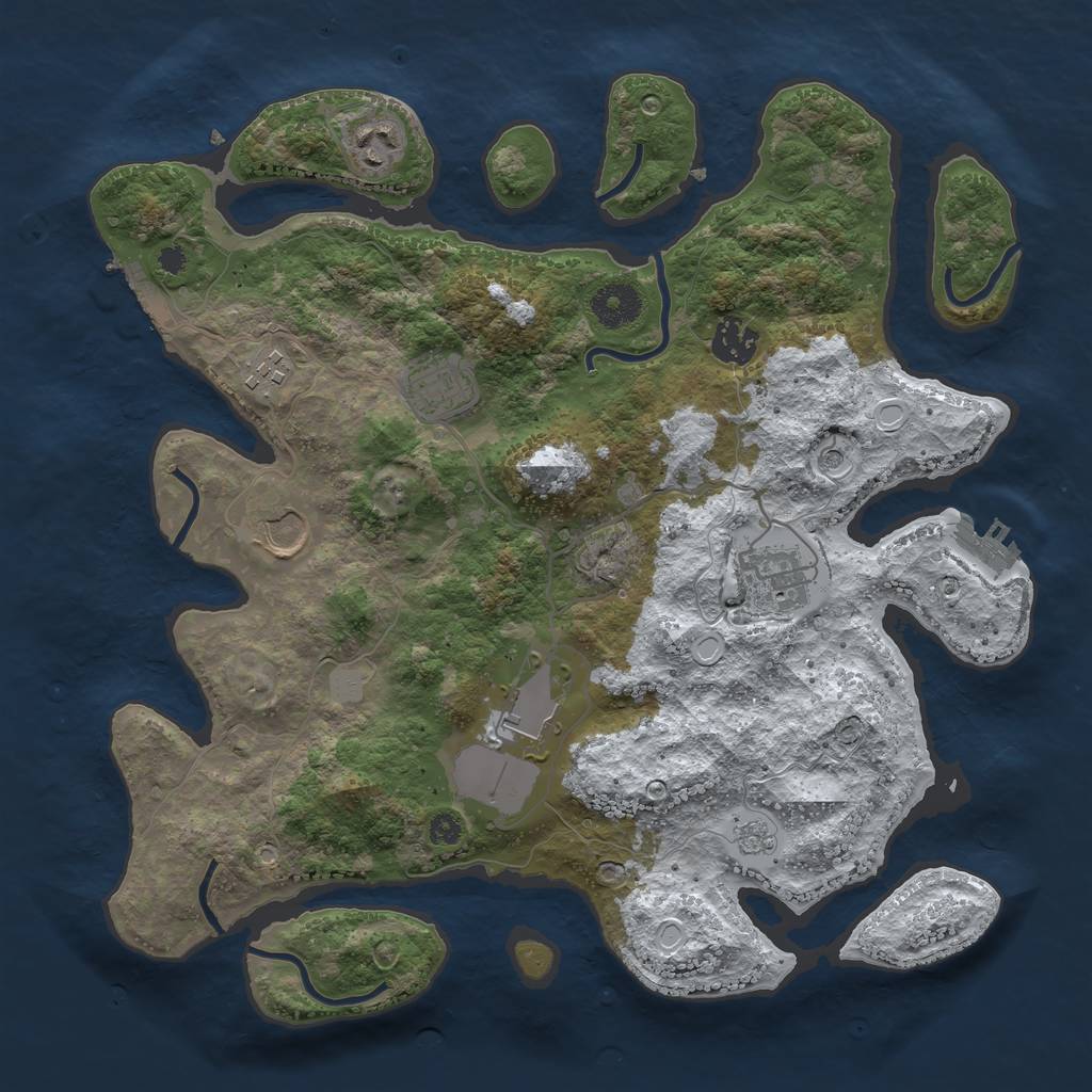 Rust Map: Procedural Map, Size: 3500, Seed: 1827727665, 16 Monuments