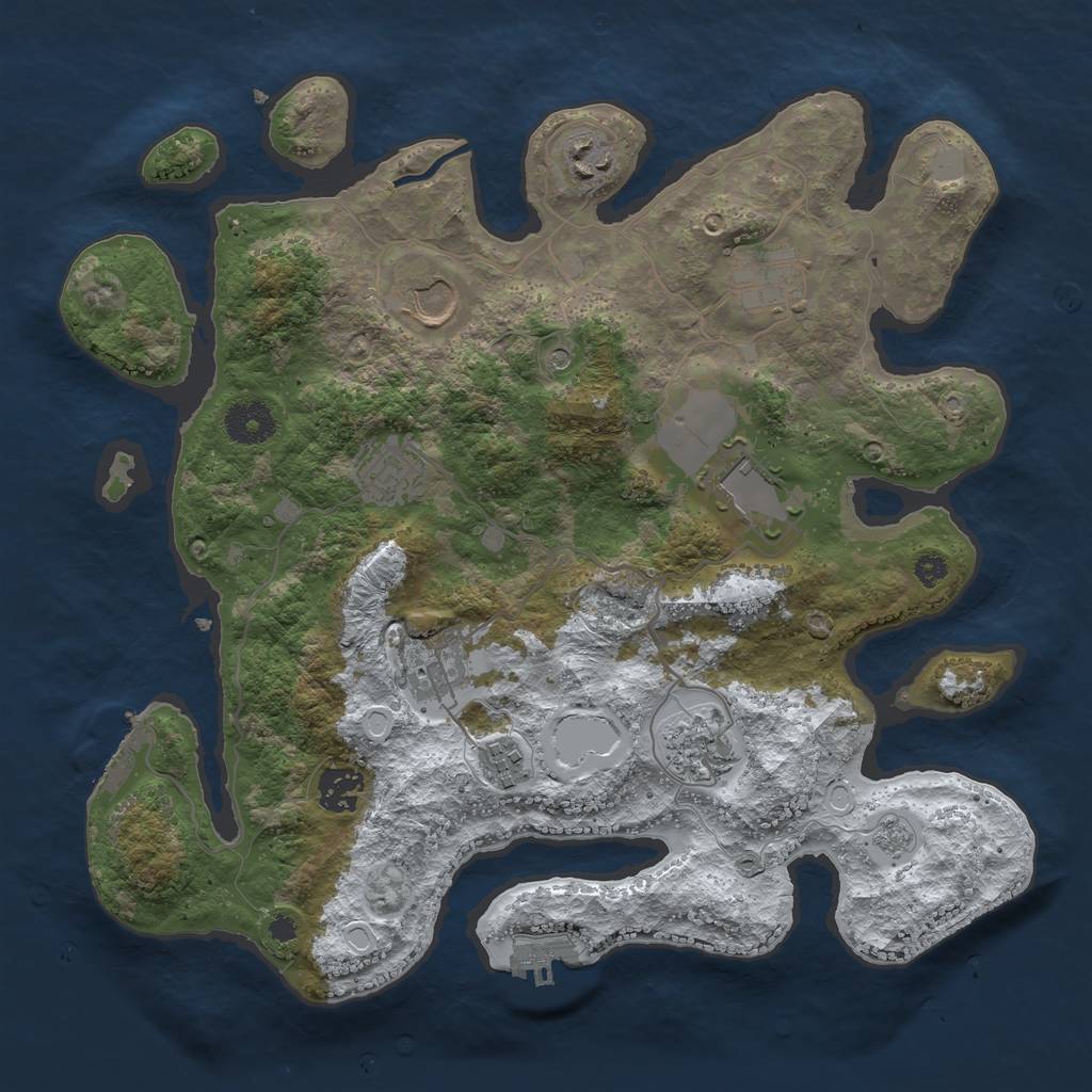 Rust Map: Procedural Map, Size: 3500, Seed: 4779024, 18 Monuments