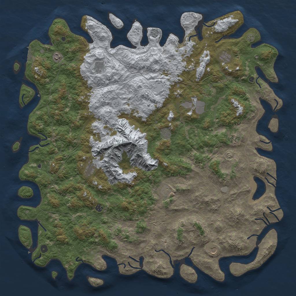 Rust Map: Procedural Map, Size: 6000, Seed: 434861294, 19 Monuments