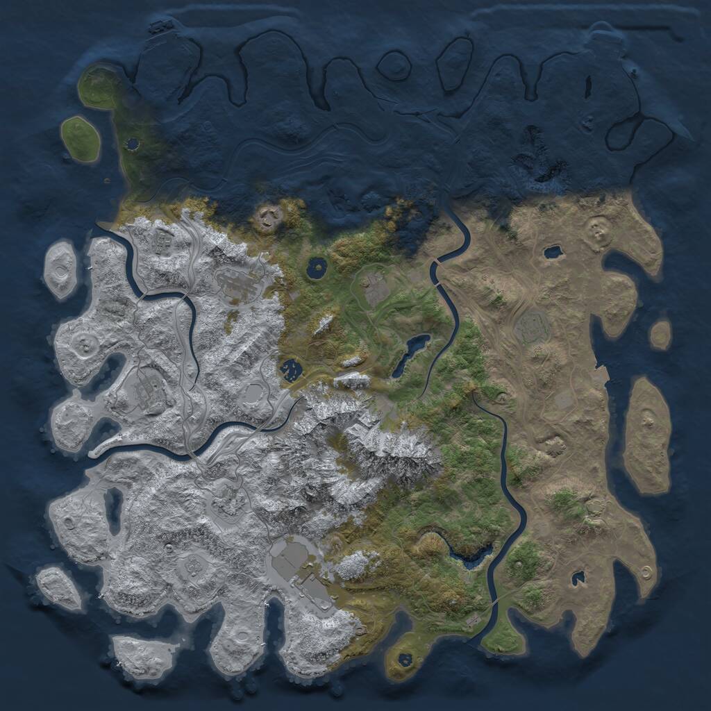 Rust Map: Procedural Map, Size: 5000, Seed: 1881213638, 15 Monuments
