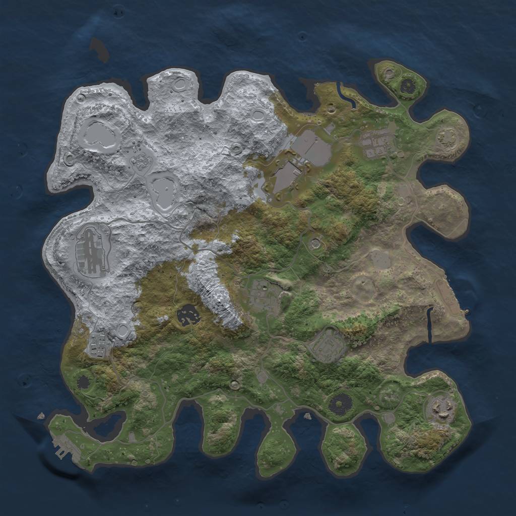Rust Map: Procedural Map, Size: 3500, Seed: 511604047, 16 Monuments