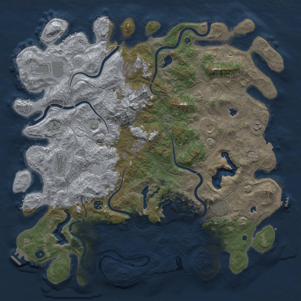 Rust Map: Procedural Map, Size: 5000, Seed: 116735921, 16 Monuments