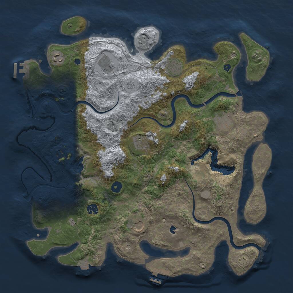 Rust Map: Procedural Map, Size: 4000, Seed: 734156, 14 Monuments