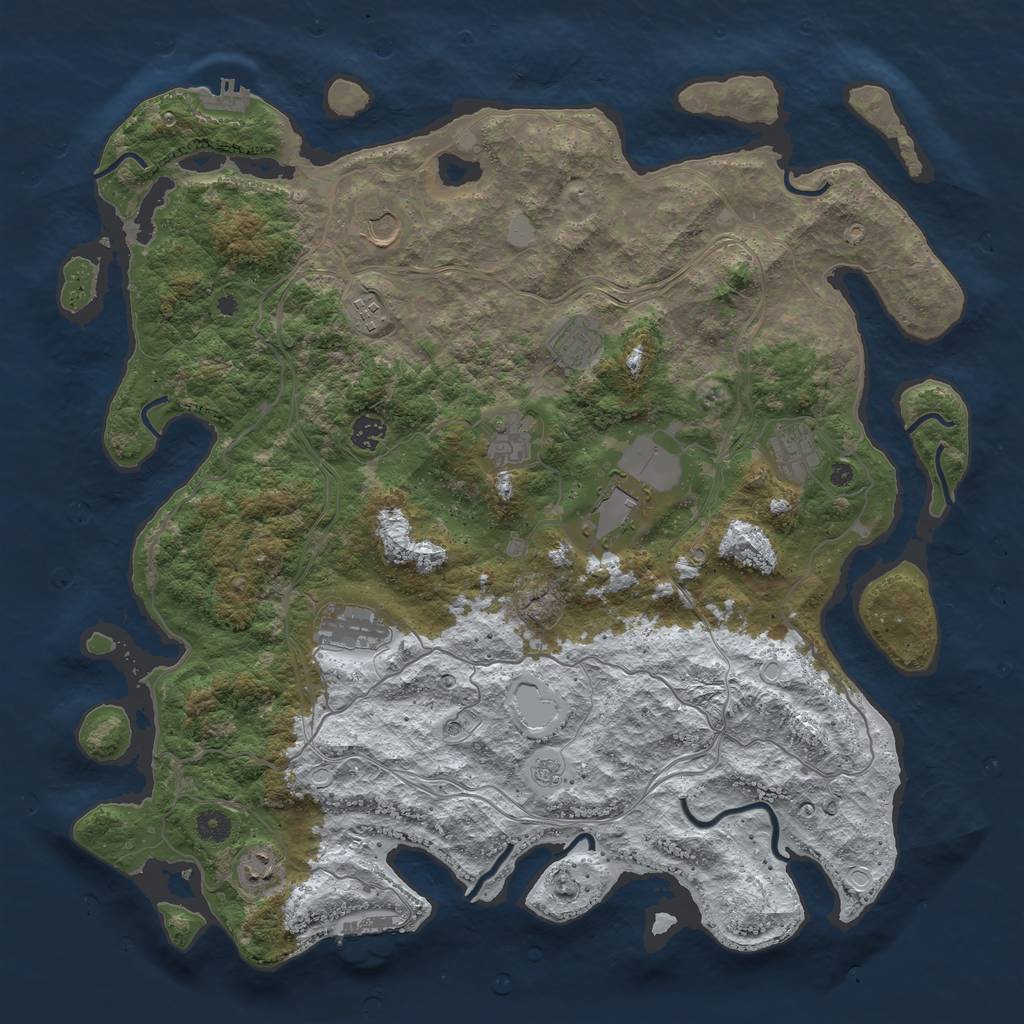 Rust Map: Procedural Map, Size: 4500, Seed: 1833430978, 18 Monuments